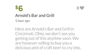 A pint for his pint-sized chill level. - (Photo: Arnold's Bar and Grill via GoFundMe.com)