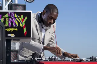 Monster on the wheels - DJ M-Squared making sure his blends are tight (Photo: Moses Mitchell/BET)