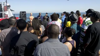 The crowd - Amber Rose greets the party-goers that will be determining whether or not the DJ up is rocking the boat. (Photo: Moses Mitchell/BET)