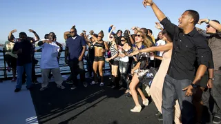 Rocking the boat - Looks like team one definitely delivered. (Photo: Moses Mitchell/BET)