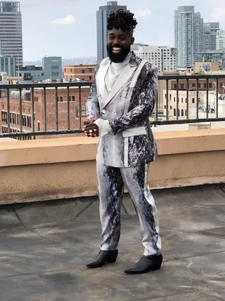 Mykal Kilgore caught our eyes in his patterned Kimia Arya look. - (Photo by David S. Hargrett via Getty Images)