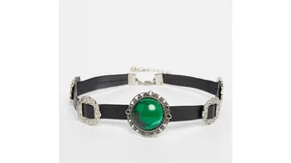 Asos Buckle and Stone Leather Choker ($14) - Make a play on the prairie trend by incorporating some western-inspired jewels into your wardrobe. This stone-embellished choker is just begging to be paired with your favorite crop top.(Photo: Asos)