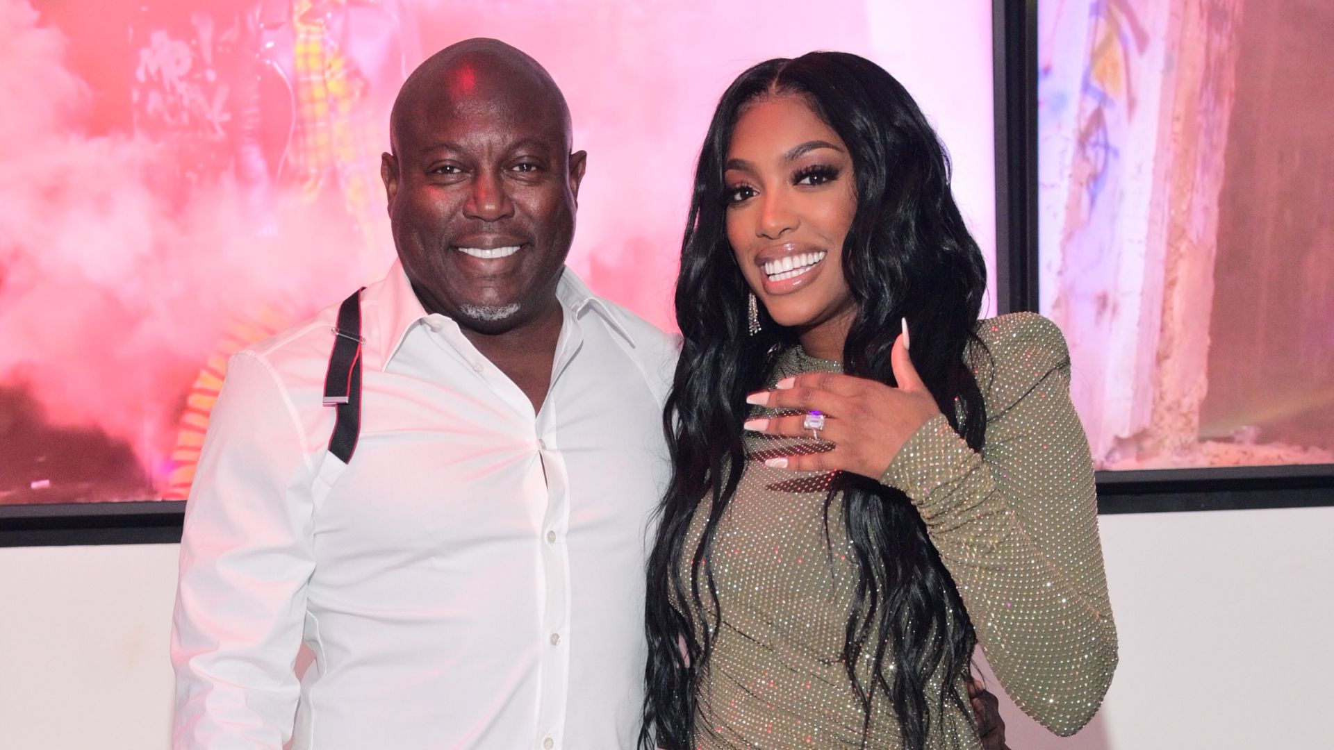 Simon Guobadia and Porsha Williams attend Porsha Williams Private Birthday Celebration on June 22, 2021 at Republic in Atlanta, Georgia.