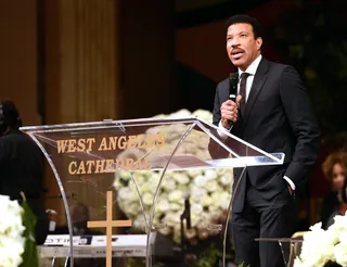 Remembering a Great Talent - Lionel Richie shared some kind words at the celebration of Natalie Cole's life at the West Angeles Church of God in Christ.(Photo: Larry Busacca/Getty Images)