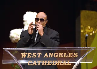 A Song for Her - Stevie Wonder delivered a stirring performance at the Celebration of Natalie Cole's Life in LA.(Photo: Larry Busacca/Getty Images)