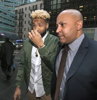 The Best Defense - Odell Beckham Jr. arrives at NFL headquarters for an appeals hearing after he was given a one-game suspension for fighting with Carolina Panthers&nbsp;Josh Norman.(Photo: David McGlynn / Splash News)