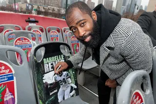 Ride Along - New York Jets Darrelle Revis autographs a seat on a tour bus dedicated to him.(Photo: D Dipasupil/Getty Images for Ride of Fame)