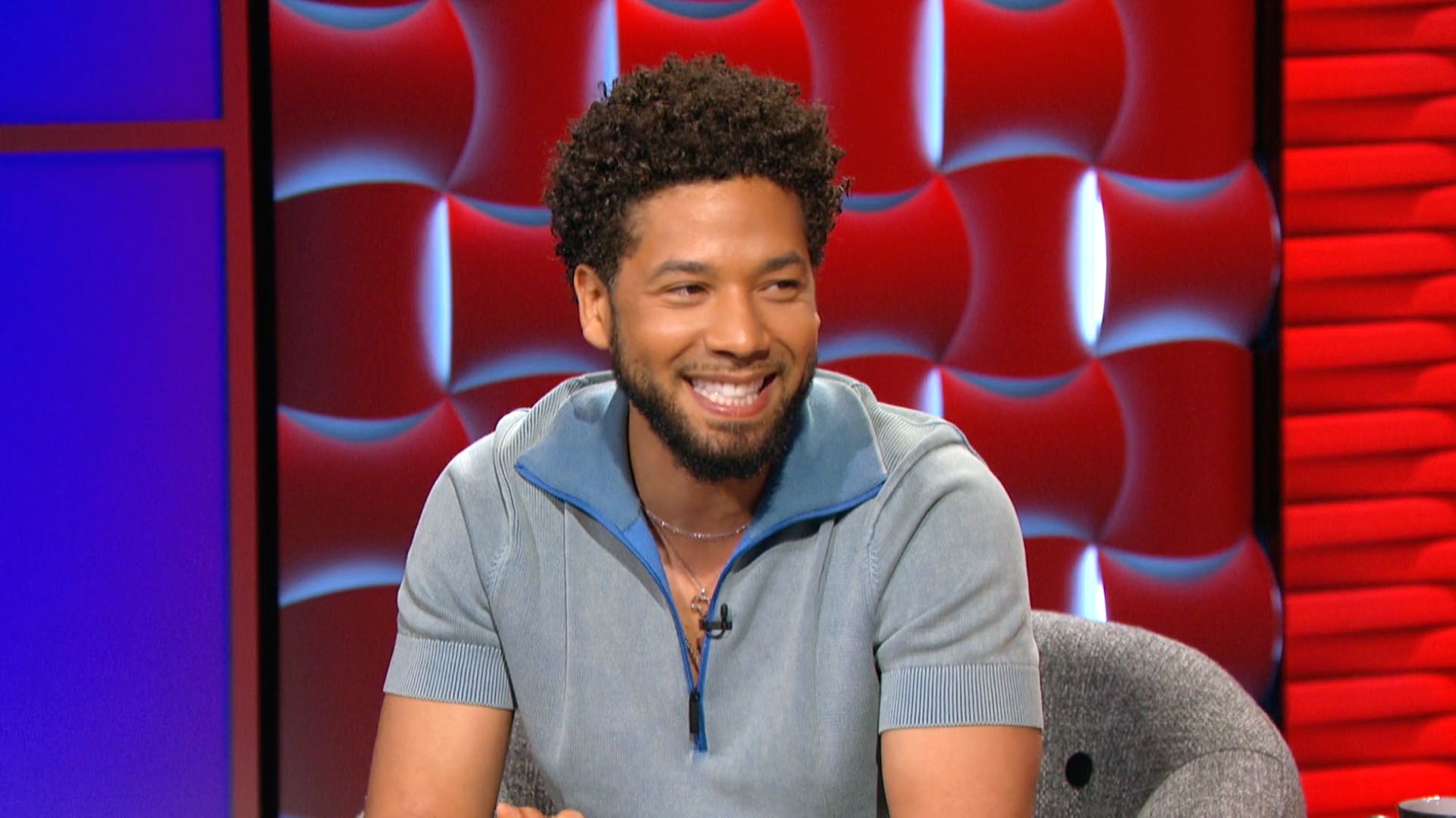 Jussie Smollett on the set of episode 121 of BET's 'The Rundown With Robin Thede'.