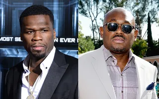 50 Cent on Steve Stoute trying to talk him out of signing to Eminem's Shady Aftermath label:&nbsp; - "He was like 'Look, don't do the deal with the white boy.'"  (Photos from left: Evan Agostini/Invision/AP, File, Larry Busacca/Getty Images)