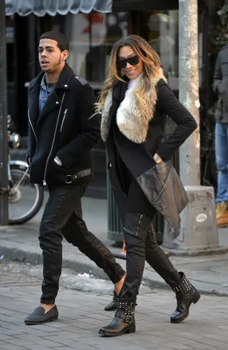 Dress Me Up and Down - La La Anthony&nbsp;is seen rocking a cute leather and fur coat to shield off the Manhattan cold while shooting for her reality show.&nbsp;(Photo: TNYF/WENN.com)