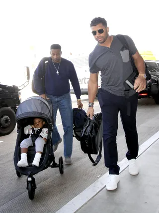 Boyfriend Duty - Russell Wilson was spotted at LAX with Baby Future and Ciara's dad. Looks like Russell's officially a part of the family.(Photo: Sharky / Splash News)