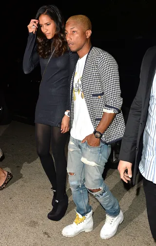 Party Nonstop - Pharrell was spotted leaving a Pre-Oscar Talent Agency Party in California.(Photo: All Access Photo Splash News )