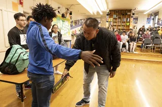 A student is searched at school. - (Photo: Lara Solanki/BET)&nbsp;