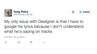 You get mad every time you listen to him because you always have to Google something. - (Photo: Yung Patra via Twitter)&nbsp;