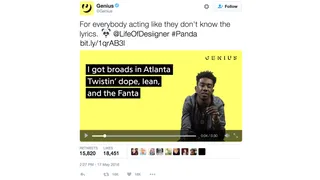 He reads the lyrics to you and you still can’t understand them. - (Photo: Genius via Twitter)