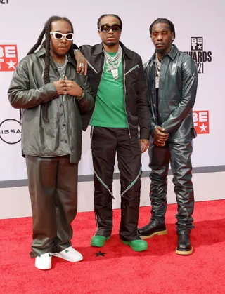 Migos - The&nbsp;Migos&nbsp;always dress to impress! The trio stepped out in Bottega Veneta PF21 looks.&nbsp; (Photo by Amy Sussman/FilmMagic)