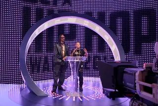 Hippity Hop - Host Bow Wow and Uncle Snoop make some Hip Hop Award announcements.&nbsp;(Photo: Bennett Raglin/BET/Getty Images for BET)