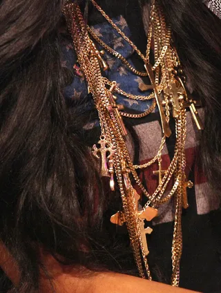 Charm - Angela Simmons necklaces are beautiful and look like a big charm bracelet.&nbsp;(Photo: Bennett Raglin/BET/Getty Images for BET)