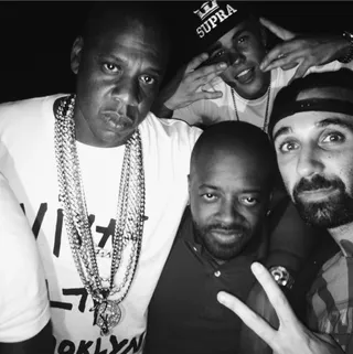 Jermaine Dupri @jwarhol - Guys night! Jay Z and JD go partying and even bring little Justin Bieber along to hang.(Photo: Instagram via Jermaine Dupri)