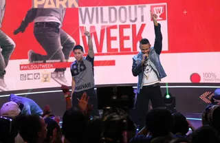 Up Top - Wild Out Wednesday contestants Made To Last throw up their ones once done with their performance.&nbsp;&nbsp; (Photo: Bennett Raglin/BET/Getty Images for BET)