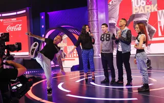 Actin' a Fool - Bow Wow wilds out on set with fellow host Angela Simmons. (Photo: Bennett Raglin/BET/Getty Images for BET)