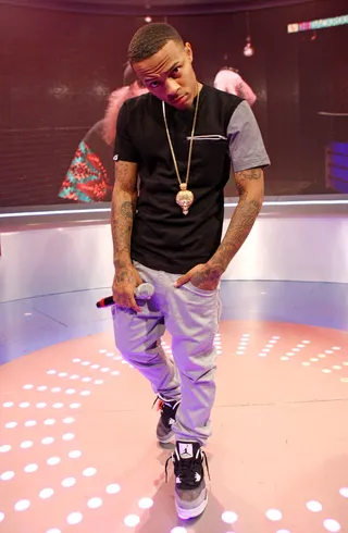 You Talkin' To Me? - Host Bow Wow poses on stage during a break on set.&nbsp;&nbsp; (Photo: Bennett Raglin/BET/Getty Images for BET)