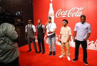 The Pre-Show - Host Tristan Wilds with Wild Out Week contestants A-Way &amp; Ra and Lil Quan and Coshaun before they take the 106 stage.(Photo: Bennett Raglin/BET/Getty Images for BET)