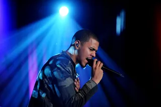 A Star Is Born - J. Cole performs on the 106 &amp; Park stage. (Photo: Brad Barket/PictureGroup)