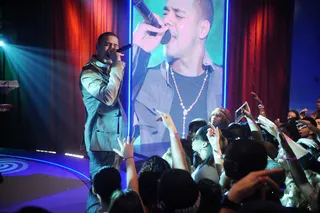 Do You Feel Me? - J. Cole energizes the audience with his performance on BET's 106 &amp; Park. (Photo: Brad Barket/PictureGroup)