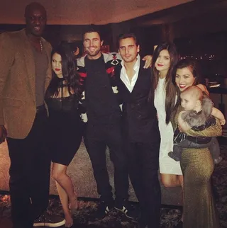 A Kardashian Kristmas - Kylie Jenner shared this fun photo of Khloe and Kourtney Kardashian with Brody Jenner and Lamar Odom.&nbsp;(Photo: instagram/kyliejenner)