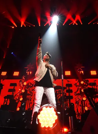 Set the Stage on Fire - The Weeknd performs on stage during KISS 108's Jingle Ball 2015 presented by Capital One at TD Garden in Boston.(Photo: Michael Loccisano/Getty Images for iHeartMedia)