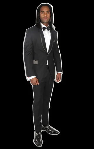 Look 12 - ALFA: MEN'S SUIT AND SHIRT/ TITLE OF WORK: BOW TIE/ STYLIST OWN: SHOES/ TW STEEL: WATCH  (Photo: Brad Barket/Getty Images)