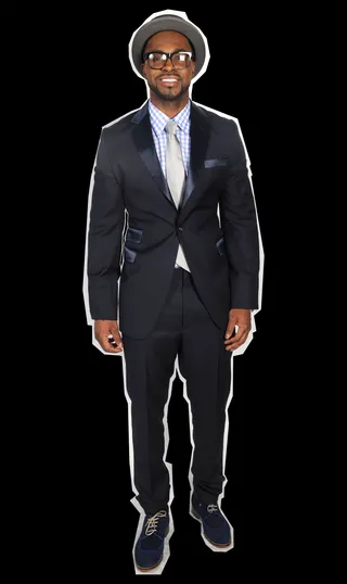 Look 1 - ALFA: MEN'S SUIT AND SHIRT/ J.J. HAT CENTER: HAT/ PRIVATE LABEL: GLASSES/ KURT GEIGER: SHOES  (Photo: Brad Barket/Getty Images)