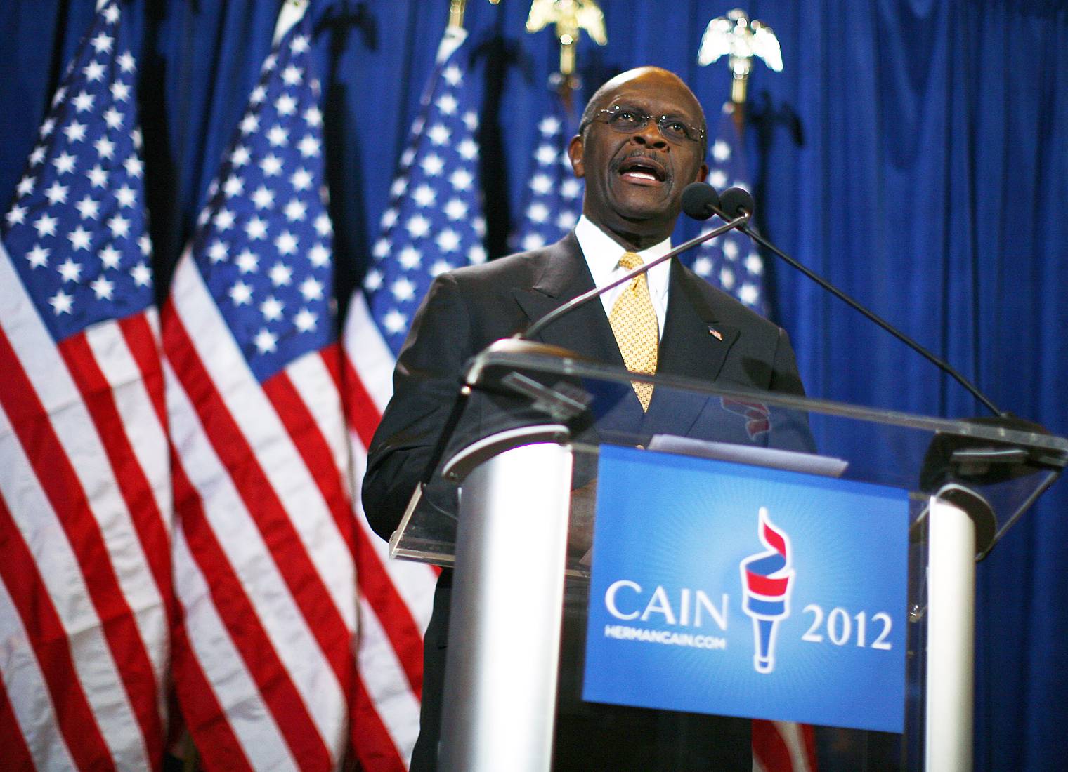 Herman Cain - “The fact is, these anonymous allegations are false and now the Democrat machine in America has brought forth a troubled woman to make false accusations, many which exceed common sense,” said Herman Cain during a press conference to discuss the sexual harassment claims made against him.(Photo: Eric Thayer/Getty Images)