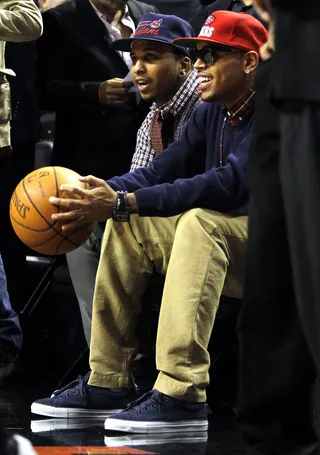 Chris Brown - Orlando Magic/Atlanta Hawks/Miami Heat - An excellent ball player himself, Breezy is into the competition when he frequently sits courtside at homes games for three of the top teams in the NBA’s Eastern conference.(Photo by Marc Serota/Getty Images)