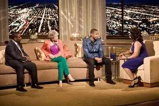 The Human Beatbox - Mo'Nique introduces hip hop legend and beatbox artist Doug E. Fresh to the Penthouse.&nbsp;(Photo: Darnell Williams/BET)