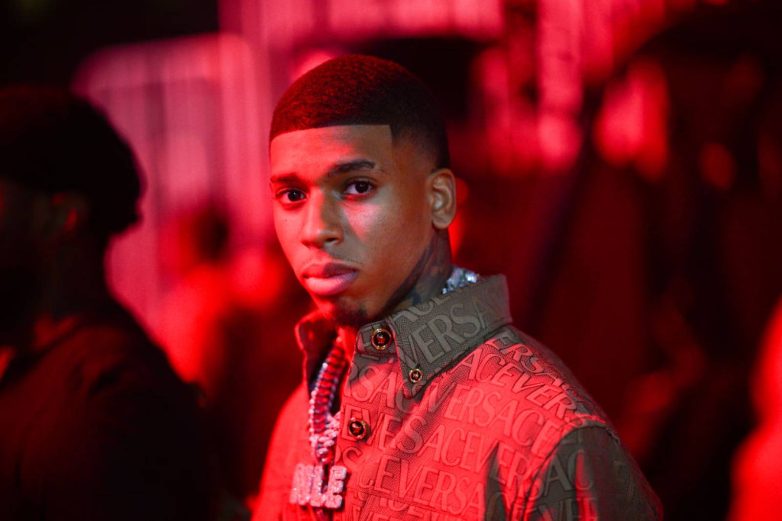 Rapper NLE Choppa backstage during HOT 107.9's Birthday Bash 2023 at State Farm Arena on June 17, 2023 in Atlanta, Georgia. (Photo by Prince Williams/WireImage)