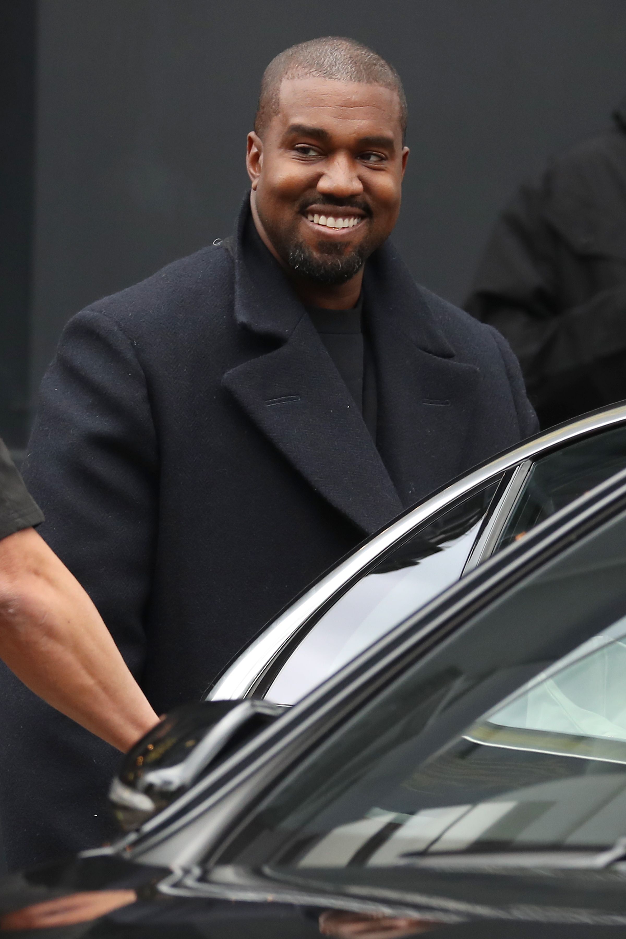 LONDON, ENGLAND - OCTOBER 10: Kanye West seen leaving Michiko Sushino restaurant with his daughter North West (not pictured) in Queen's Park on October 10, 2020 in London, England. (Photo by Neil Mockford/GC Images)