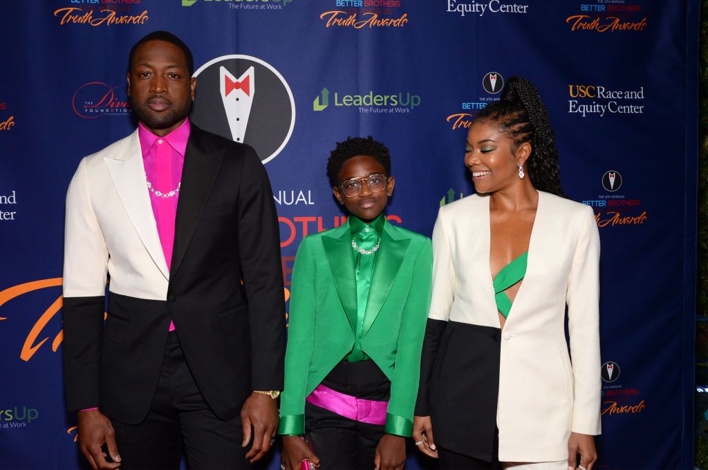 LOS ANGELES, CALIFORNIA - MARCH 07: (L-R) Dwyane Wade, Zaya Wade and Gabrielle Union attend the Better Brothers Los Angeles 6th annual Truth Awards at Taglyan Complex on March 07, 2020 in Los Angeles, California. (Photo by Andrew Toth/Getty Images)