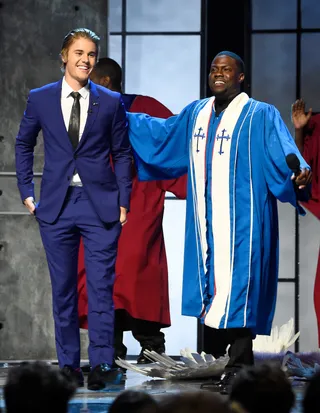 Stick a Fork in Him, He's Done - Roastmaster Kevin Hart and a host of other celebs have a ball at Justin Bieber's expense at his Comedy Central Roast at Sony Pictures Studios in Los Angeles.(Photo: Frazer Harrison/Getty Images)