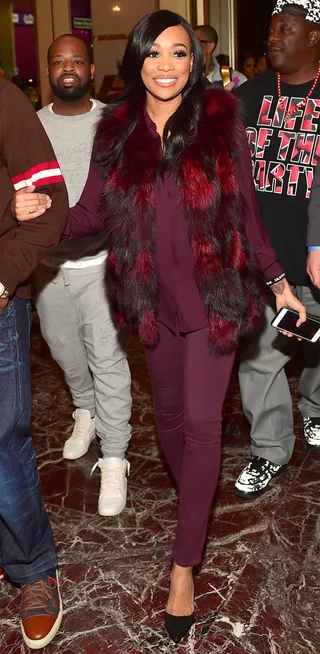 Monica Brown - The singer's monochromatic marsala attire is flawless! She hits Harrah's casino in New Orleans looking like a gem.&nbsp;(Photo: Prince Williams/WireImage)