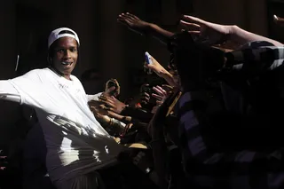 Feeling the Love - A$AP Rocky gets in touch with fans while performing at O2 Academy Brixton in London.&nbsp;(Photo: WENN.com)