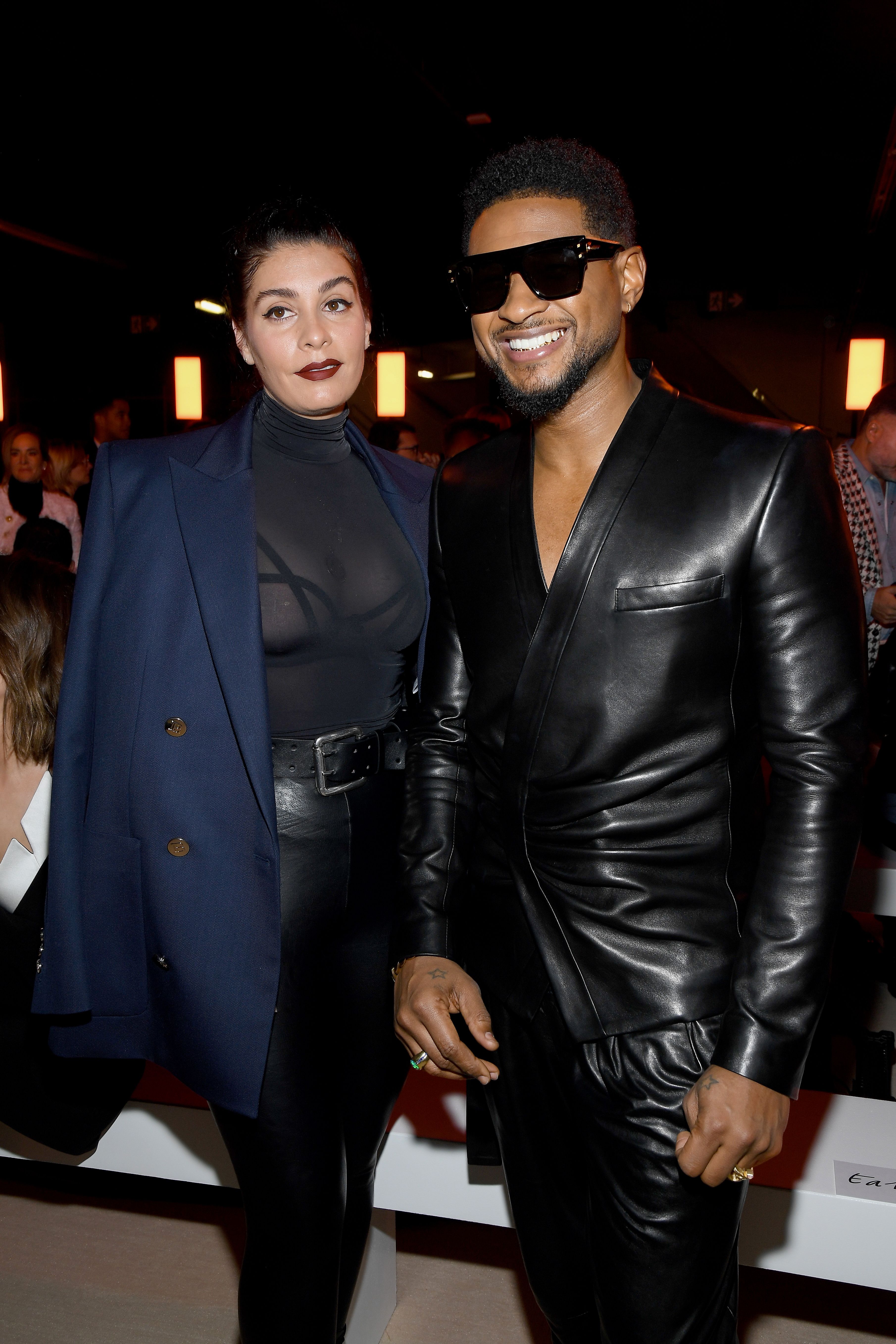 PARIS, FRANCE - FEBRUARY 28: (EDITORIAL USE ONLY) Jenn Goicoechea and Usher attend the Balmain show as part of the Paris Fashion Week Womenswear Fall/Winter 2020/2021 on February 28, 2020 in Paris, France. (Photo by Pascal Le Segretain/Getty Images)