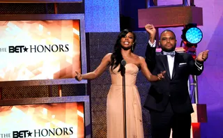 Gabby and Anthony &nbsp; - Gabrielle Union and Anthony Anderson present Lisa Leslie with the Award for Athletics.(Photo: Kris Connor/Getty Images for BET)