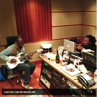 Waka Flocka @WakaFlockaBSM - Don't look for BSM leader Waka Flocka Flame to slow up in 2013. The &quot;Round of Applause&quot; rapper teases followers with a sneak peek of who he's in the studio recording tracks with — rap veteran Wyclef Jean. (Photo: Instagram via Wyclef Jean)