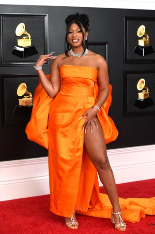 Megan Thee Stallion In Custom Dolce And Gabbana - (Photo by Kevin Mazur/Getty Images for The Recording Academy )