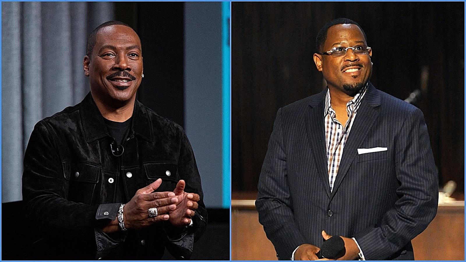 Actor Eddie Murphy attends SAG-AFTRA Foundation Conversations Presents The Career of Eddie Murphy at SAG-AFTRA Foundation Screening Room on November 15, 2019 in Los Angeles, California.  Martin Lawrence speaks onstage at Spike TV's "Eddie Murphy: One Night Only" at the Saban Theatre on November 3, 2012 in Beverly Hills, California.  