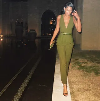 Chanel Iman - The top model stunts for the 'gram in an olive Elie Saab&nbsp;jumpsuit. She killed this!  (Photo: Chanel Iman via Instagram)