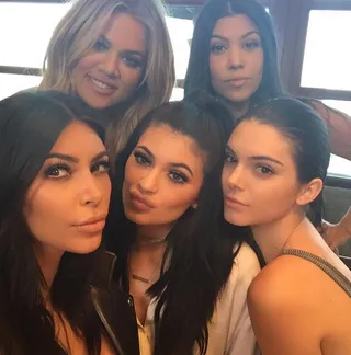 #Squad Goals - What’s better than a BFF squad? A sister squad. The Kardashian and Jenner ladies show love to the cameras during a daytime meetup.  (Photo: Kim Kardashian via Instagram)