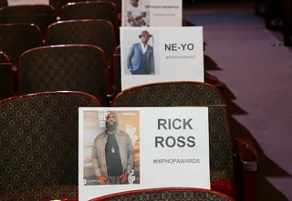 [in Rick Ross voice] Uhhhh - Weak rappers out here gets no play/So forget about a seat next to Ricky Rozay  (Photo: Bennett Raglin/Getty Images)